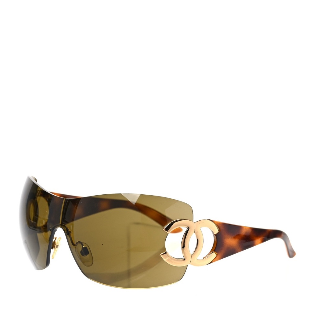 Authentic CHANEL Tortoise Sunglasses with Gold Logo RARE